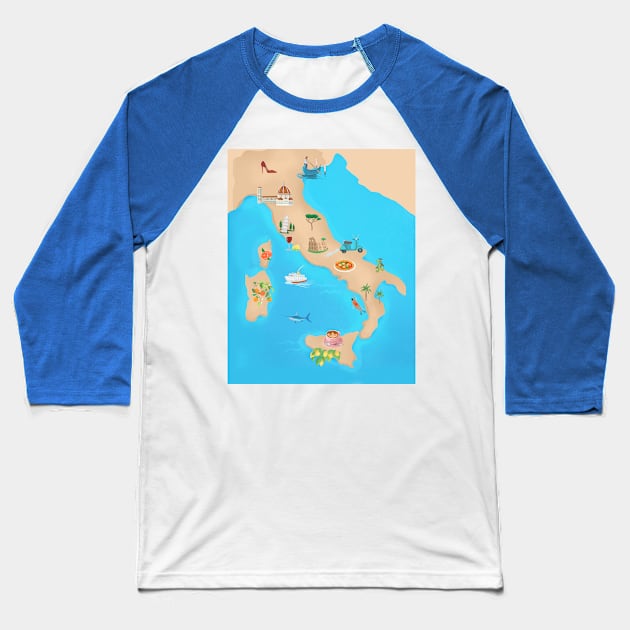 Itayl map Baseball T-Shirt by Petras